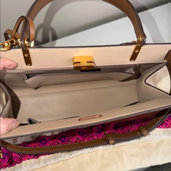 Tory Burch Brown & GoldLee Radzwill Satchel - Picture 6 of 10